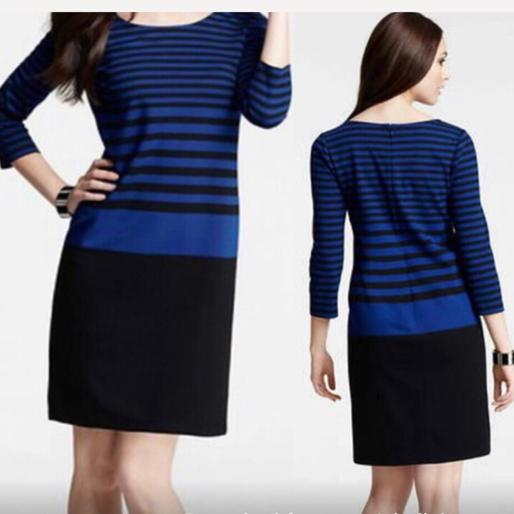 Ann Taylor Blue Striped Dress